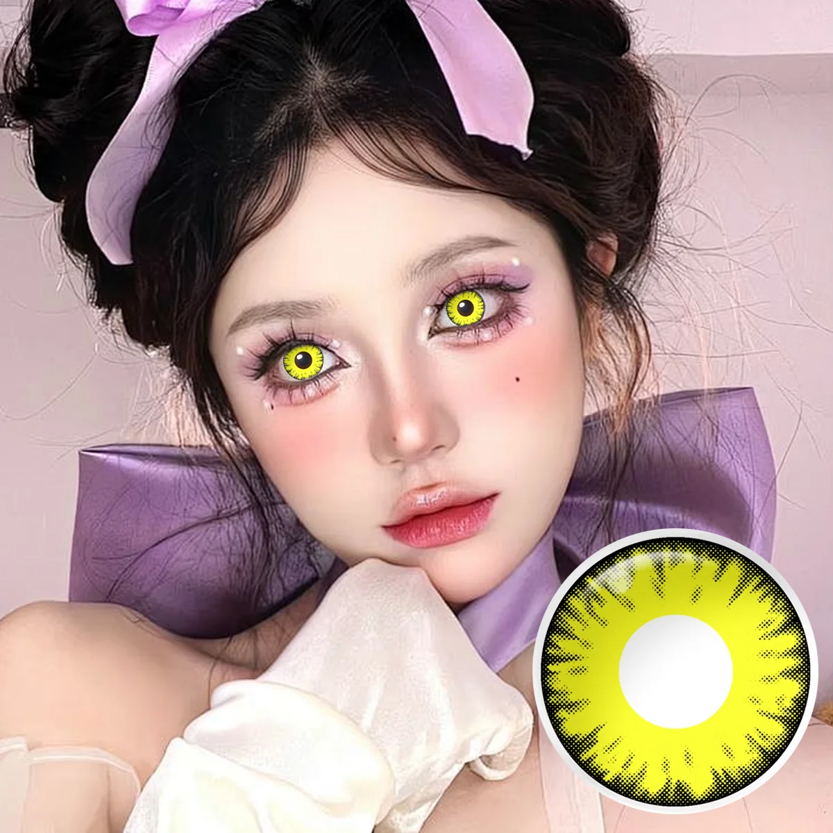 Cyber Lemon Yellow doll eye colored contact lens