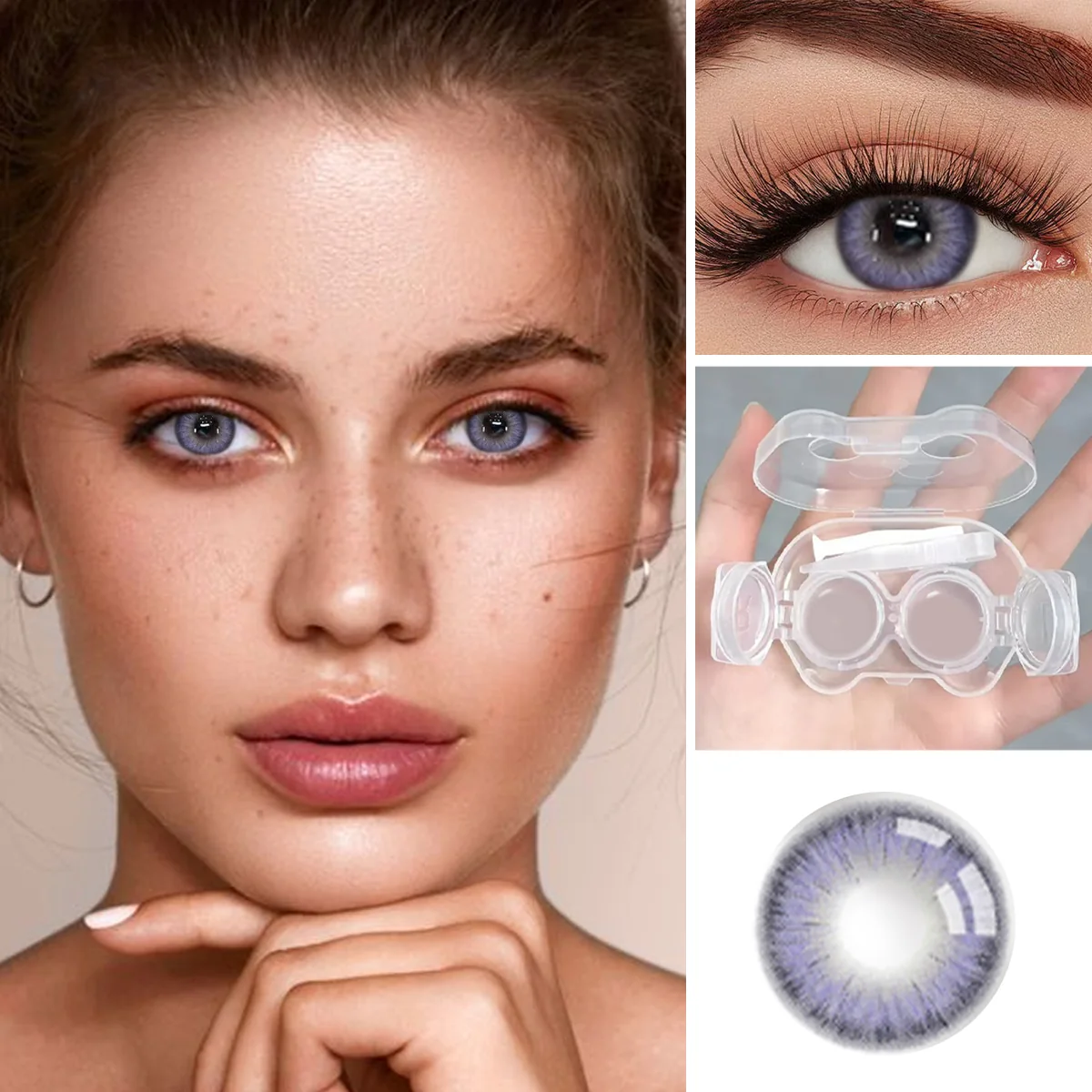 Violet Moon Gray date makeup colored contact lens
