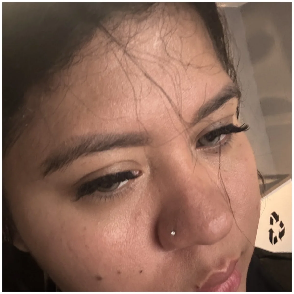 Real buyer photo wearing or showing Seafoam Blue Green colored contacts