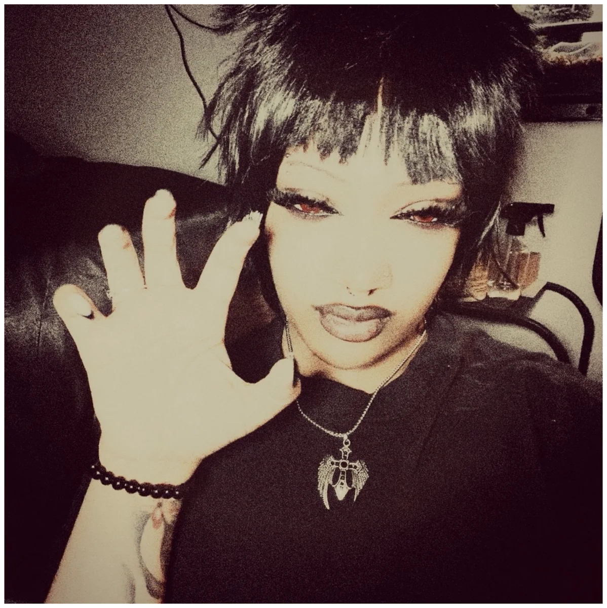 Real buyer photo wearing or showing Ruby Cosplay Red colored contacts